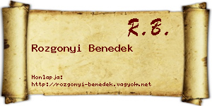 Rozgonyi Benedek névjegykártya
